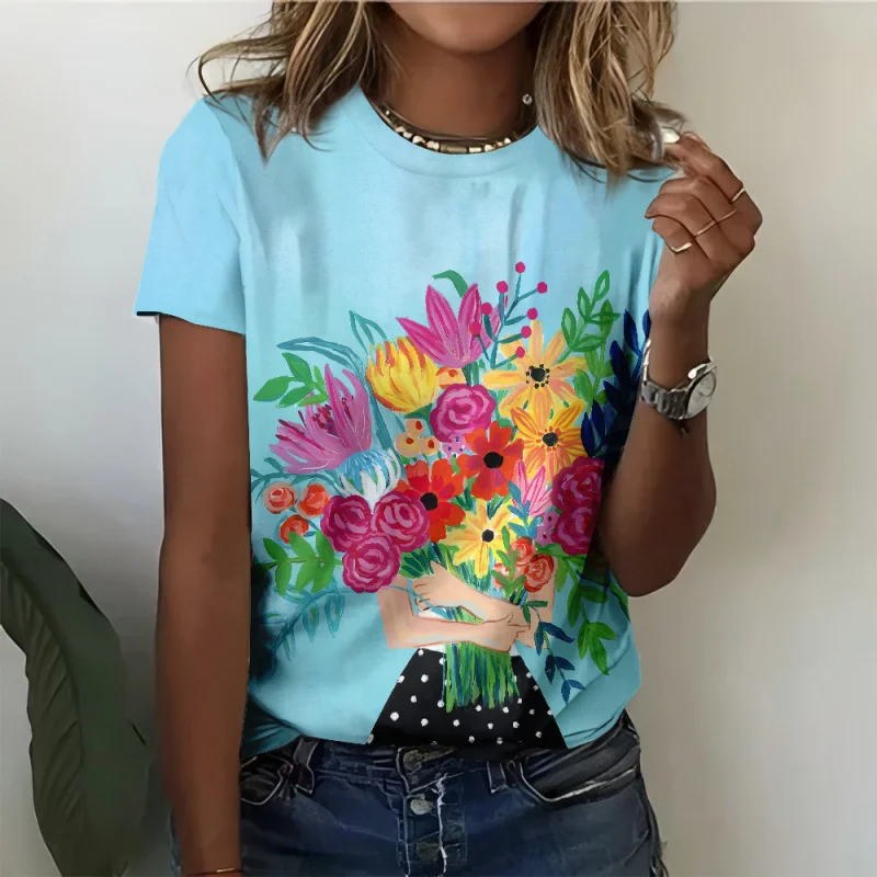 

3D Butterfly Print T Shirt Women's T-Shirt Summer2025 New O-Neck Fashion Short Sleeve Tops Oversized Summer Top Female Clothing