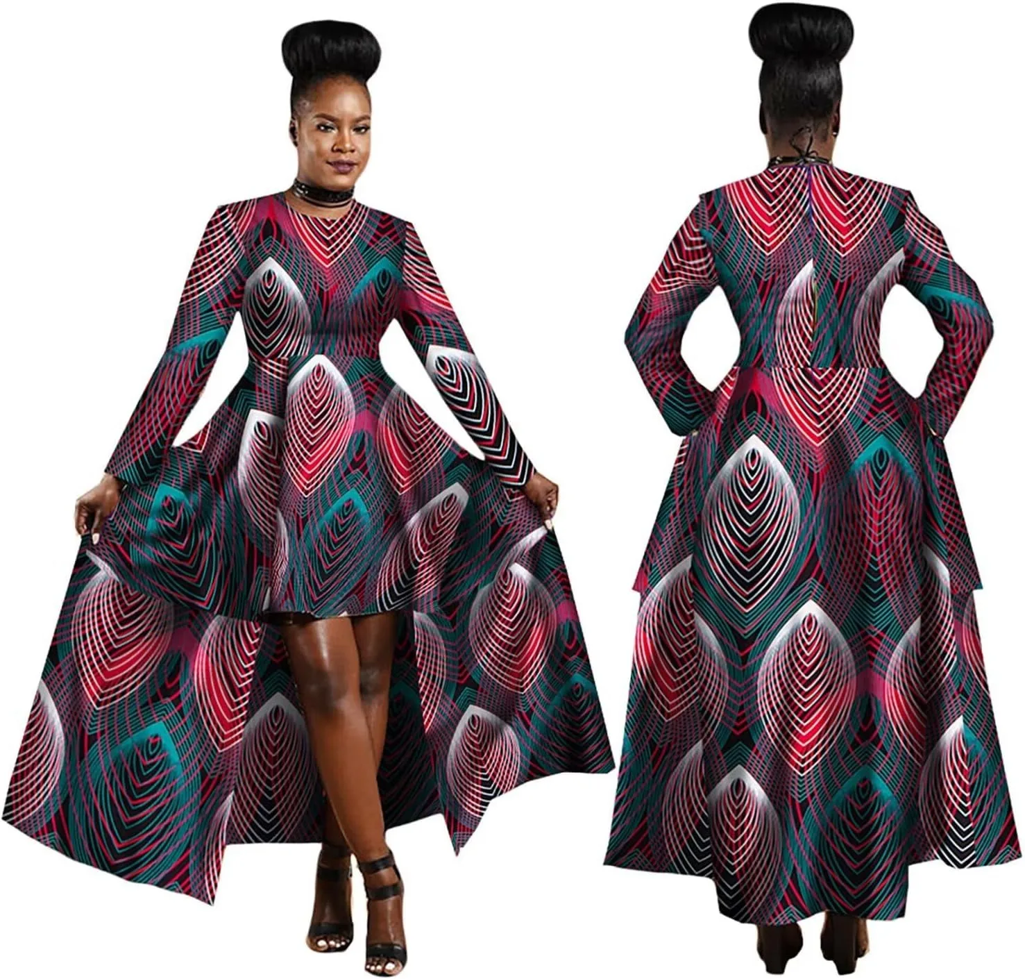 セクシーなアフリカンドレス,パターン化されたケンシキスタイルの衣装,綿のプリントが施されたロングドレス,女性用,wy1268