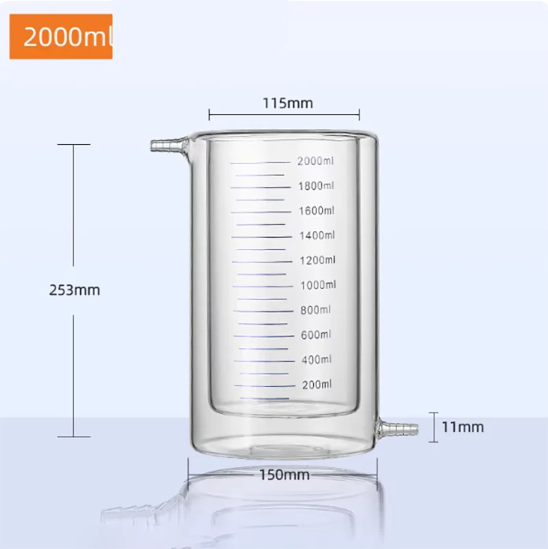 

2000ml double jacketed glass beaker with high temperature resistant graduated line