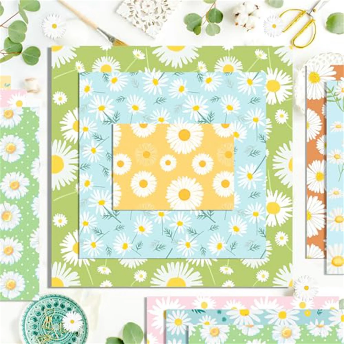 Aa98 24 folhas de papel para scrapbook, 12 polegadas x 12 polegadas, arcos de dupla face, padrão, papel decorativo, decoupage, cartolina, margarida