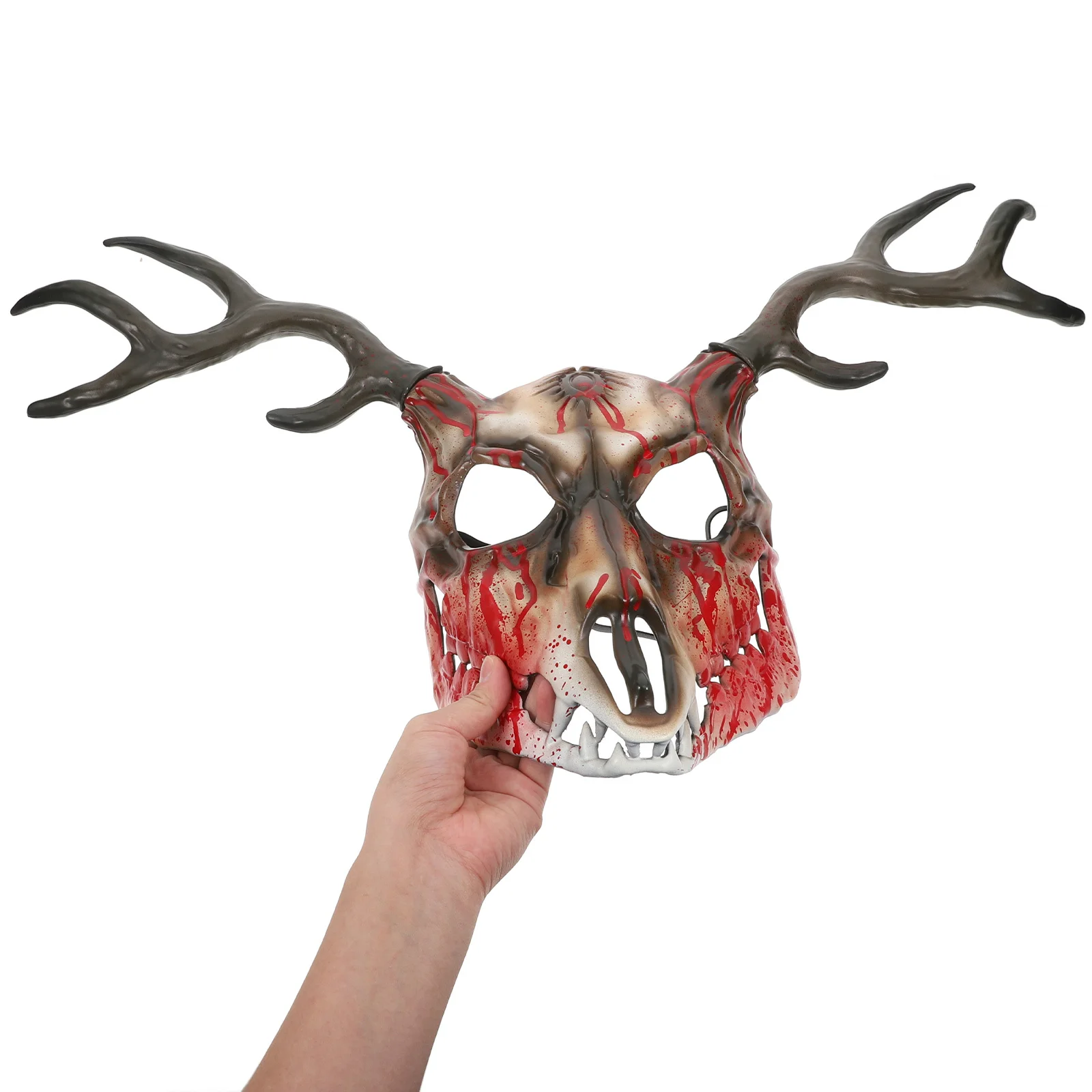 1pcs Halloween Horned Adult Realistic Animal Masquerade Half Face Mask For Cosplay Party Costume Props Deer Horn Mask Men Women