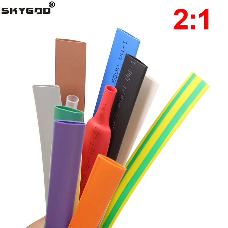Manchon de câble Tube thermorétractable diamètre 7 8 9 10 12 14 16 18 20 25 30 35 40 50mm rapport de rétrécissement 2:1 manchon isolé en polyoléfine