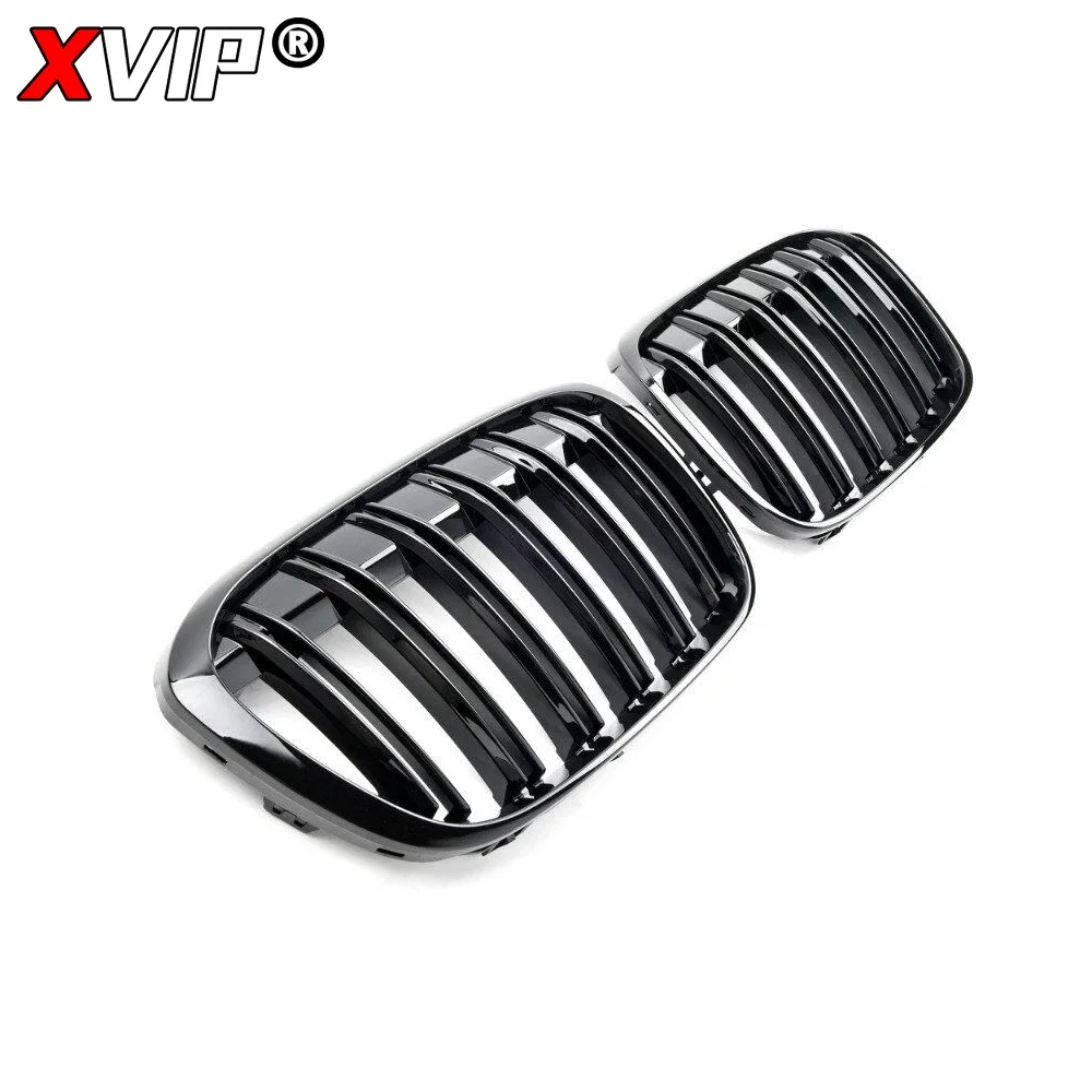 XVIP Carbon Double Line Style Front Racing Grilles For BMW X1 F48 F49 2016-2019 Chrome Diamonds Style Upper Grills Accessories