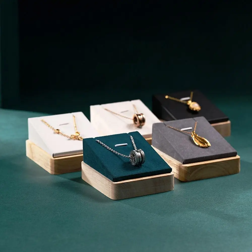 

Деревянная подставка для ожерелья из искусственной кожи/бархата, компактный органайзер для ювелирных изделий ручной работы, портативные лотки с плоским дном