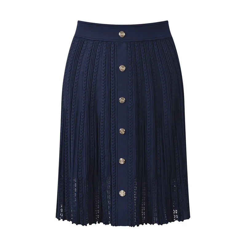 New Arrival Women Knitting Skirt Hollow Solid Colour Skirt