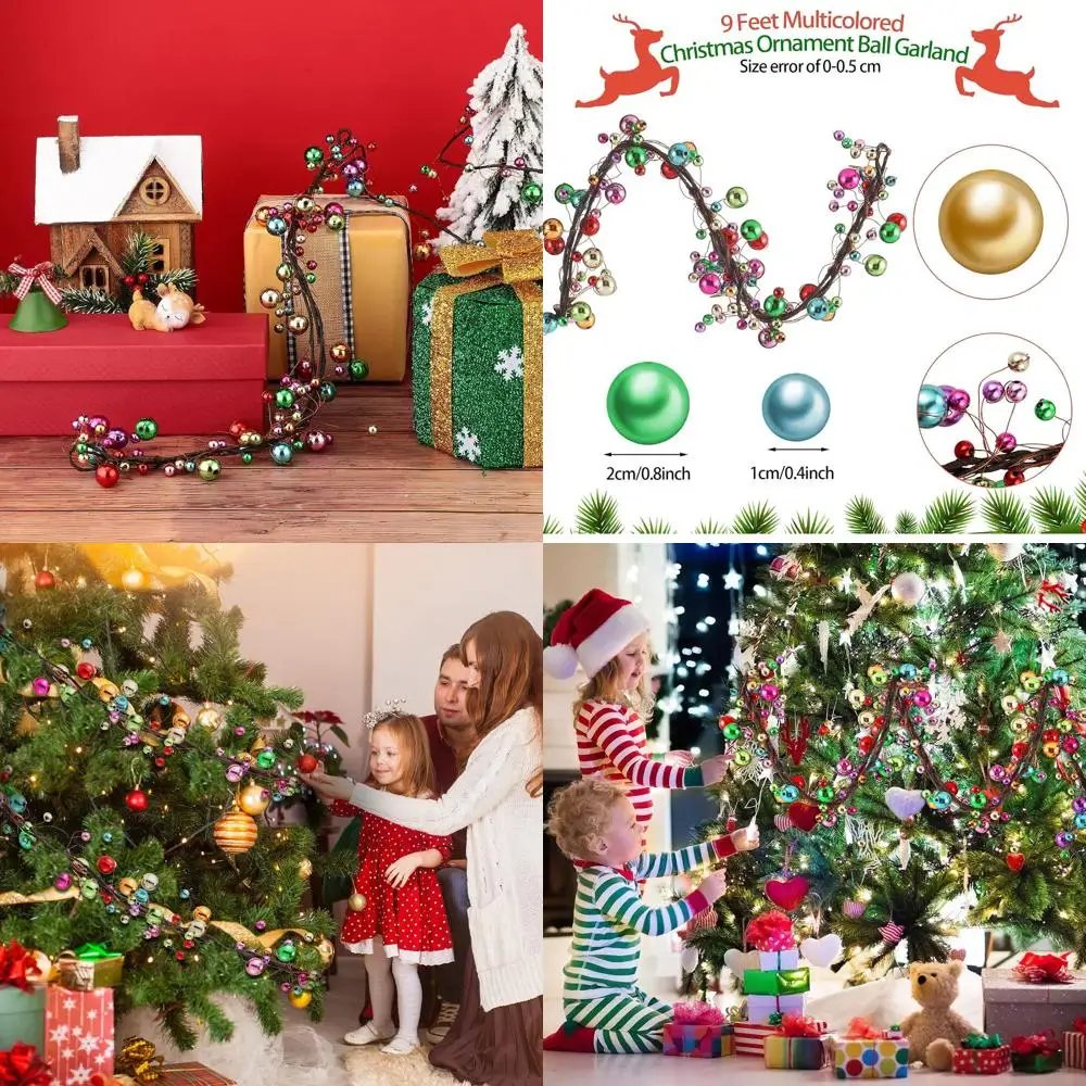 

Разноцветная рождественская шаровая гирлянда - подвесные безделушки для праздничных украшений: в помещении, на открытом воздухе, на дереве, камин, венок