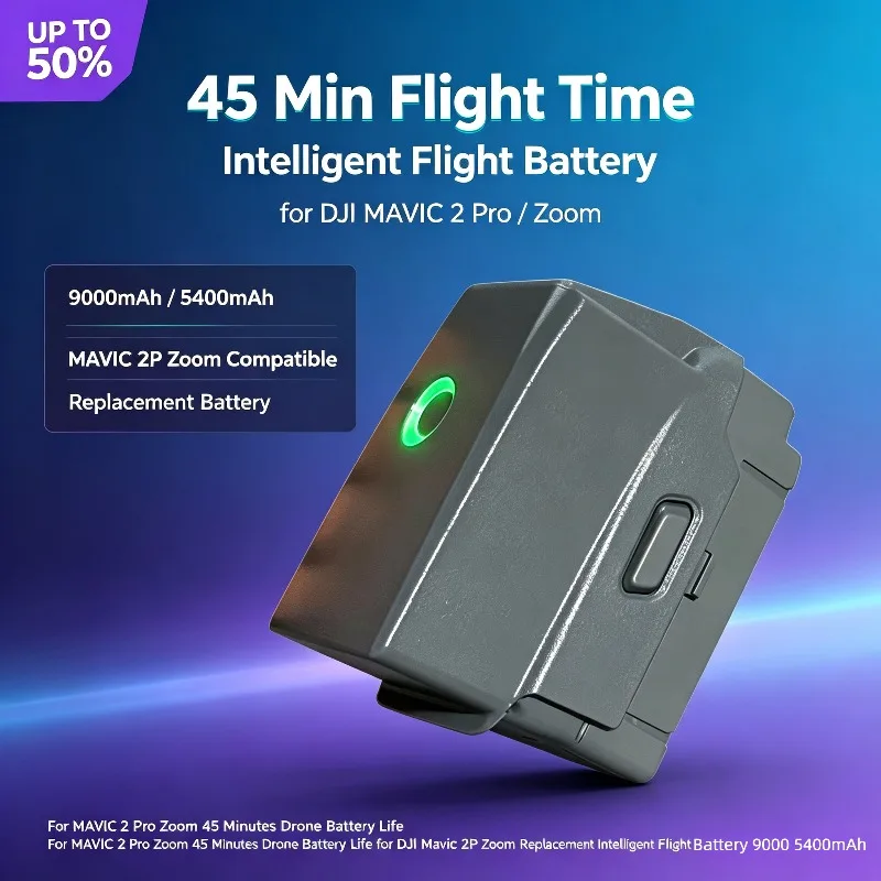 For MAVIC 2 Pro Zoom 45 Minutes Drone Battery Life for DJI Mavic 2P Zoom Replacement Intelligent Flight Battery 9000 5400mAh