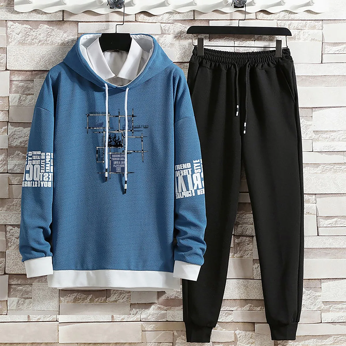 Hoodies Set Pants Clothing for Men Casual Summer Autumn Suits Pullover Hat Hood Print Sweaterhoodie Men New Top Long Sleeves
