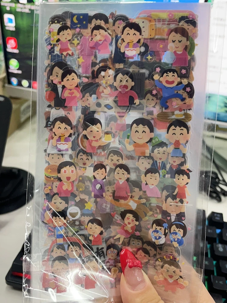 

12 шт. милых прозрачных стикеров с японскими персонажами, стильные декоративные наклейки для студенческого дневника