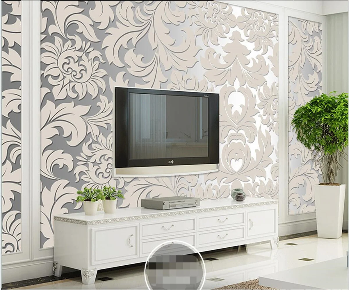 Custom silk material wallpaper High-end European-style pattern luxurious hotel background wall decorative 3d wallpaper