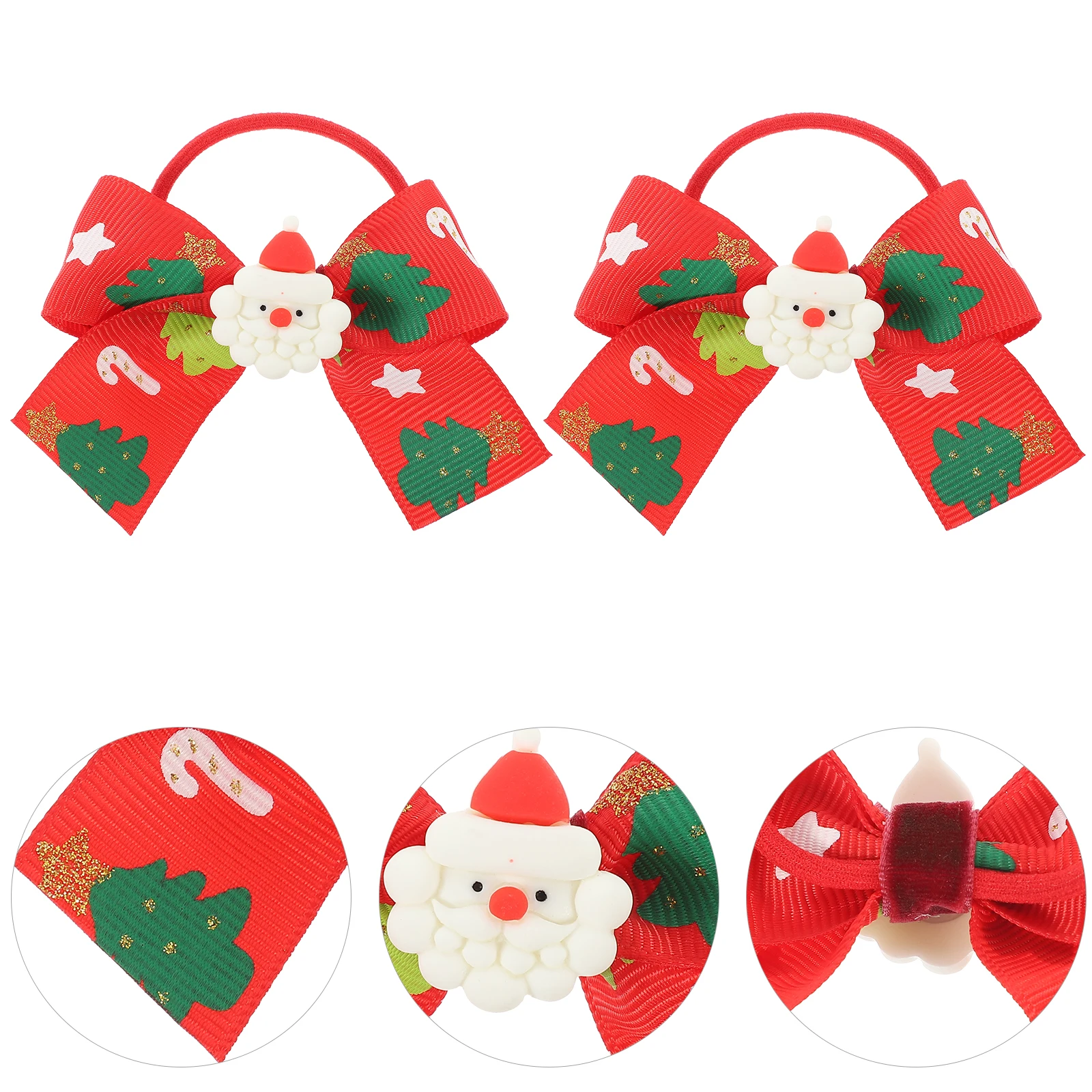 

2pcs Bowknot Scrunchies Christmas Bands Red Green Dots Girls Hair Ties Elastic Ponytail Holders Holiday Accessories Hair Care