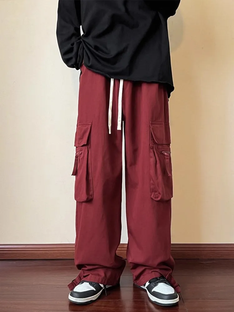 

plus Size Men's Casual Straight Leg Work Pants American Retro Wide Leg Spring Summer High Street Design Sensation Casual Pants