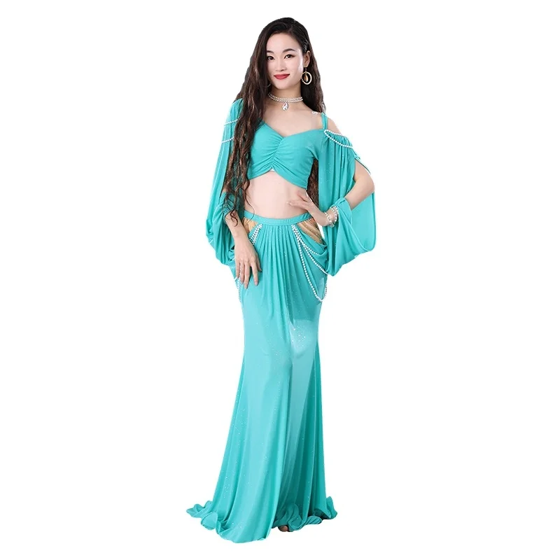 sexy-two-piece-belly-dance-costume-set-for-women-elegant-cut-out-long-sleeve-hollow-camisole-with-high-rise-slim-long-skirts