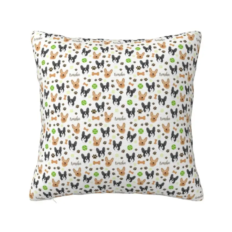 Custom Nordic Style French Bulldog Paw And Bone Print Cushion Covers Soft Frenchies Dog Throw Pillow Case for Sofa Pillowcase
