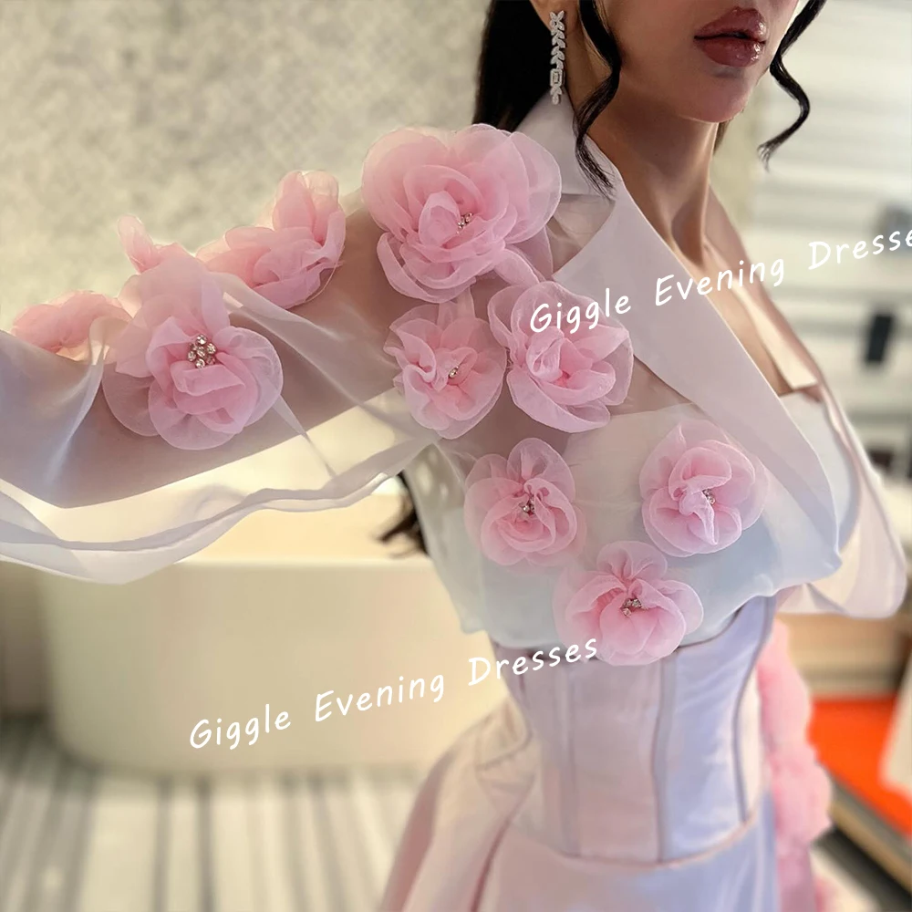 Giggle Luxury Tulle Flowers Evening Dresses Women 2024 Square Collar New Arab A-line Floor-Length Bride Wedding Party Gowns