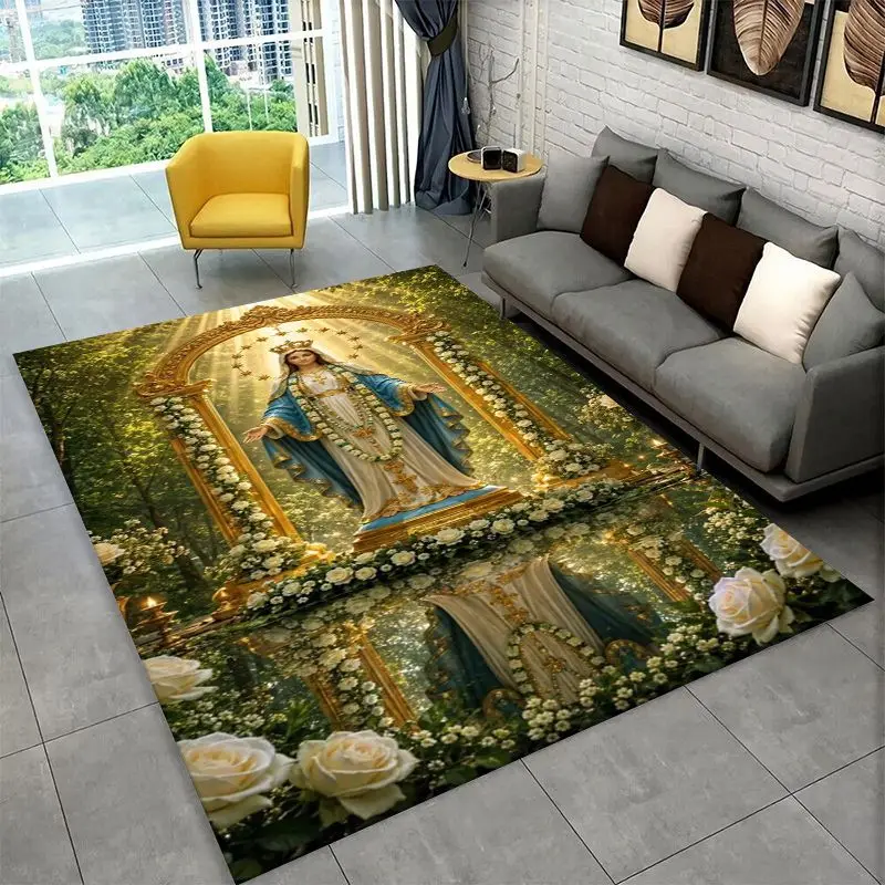 Virgin Mary Christian Faith Large Area Rug Non-slip Durable Carpet for Bedroom Living Room Sofa Doormat Home Decor Floor Mat
