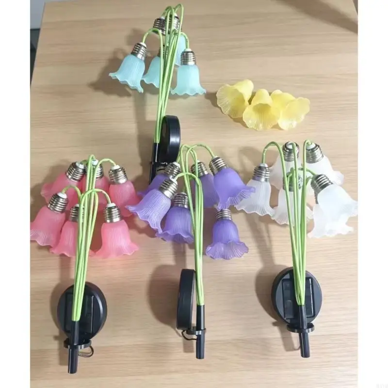Outdoor Solar Garden Stake Light with Flower Shades for Walkway Lawn Yard and Flower Area Accent Use M4YD
