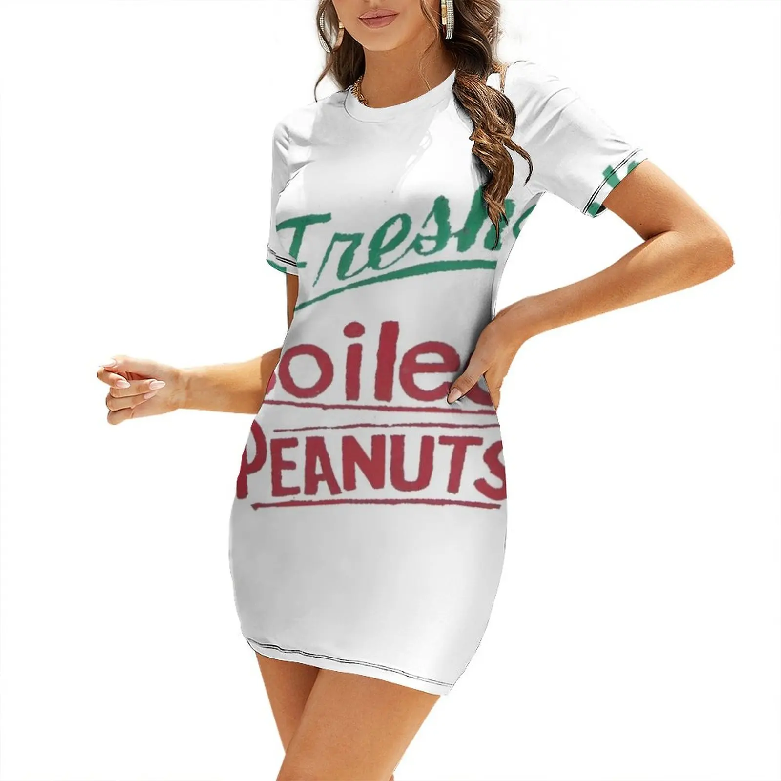 

Fresh Boiled Peanuts Short Sleeved Dress Woman dresses dress korean style