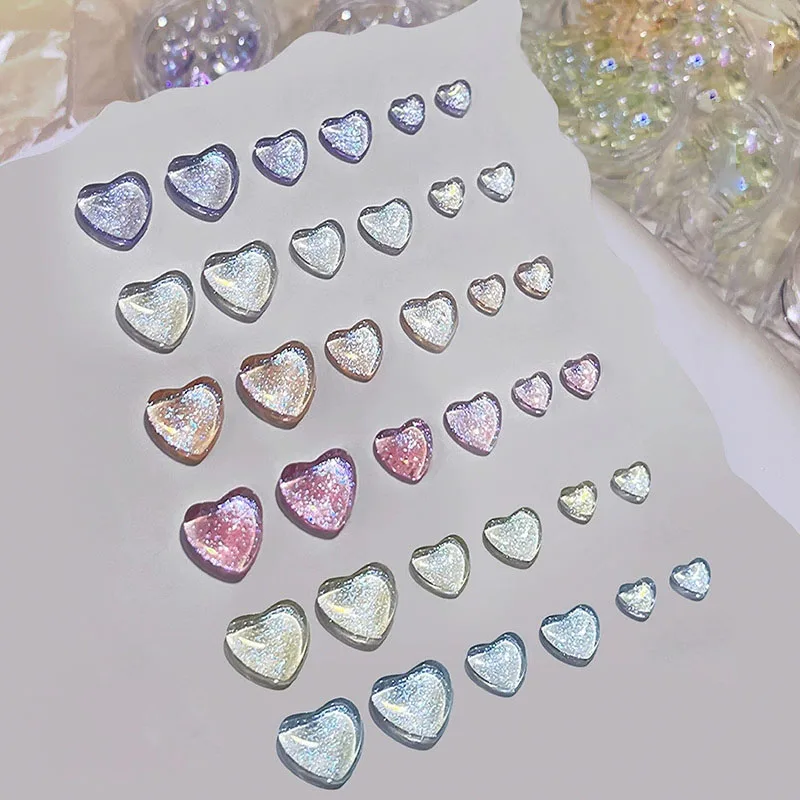 30Pcs loving heart 3D Cute Pink Nail Charm Decorations Resin Nail Accessories Manicure DIY Mini loving heart Design Supplies