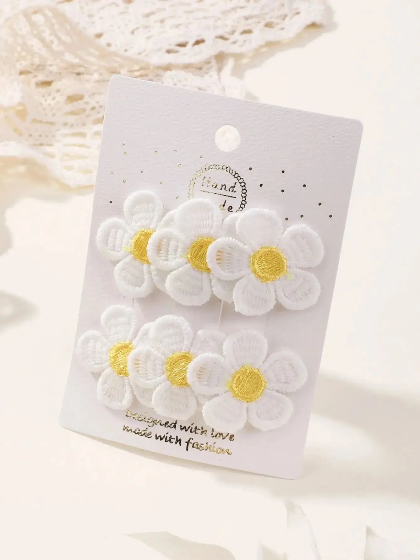 Pinces à cheveux brodées de fleurs jaunes pour enfants filles, épingles à cheveux à pression, Barrettes à Clip BB, accessoires pour cheveux, 2 pièces/ensemble