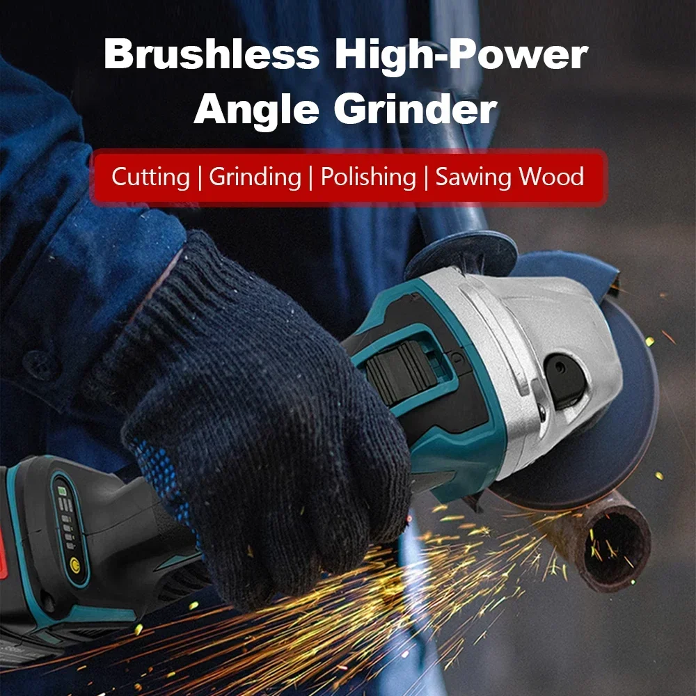 100/125mm Brushless Cordless Impact Angle Grinder Polisher Machine Woodworking Power Tool Cutting Machine for Makita 18V Battery