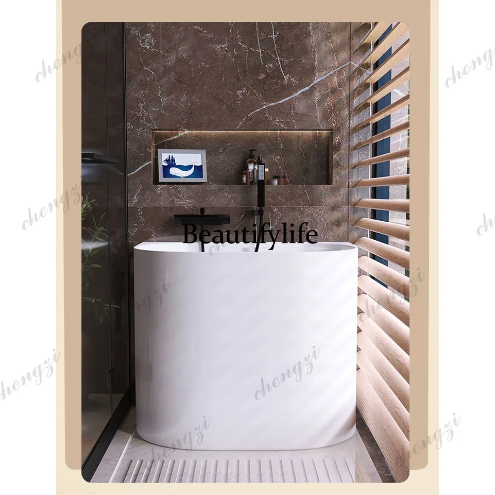 Super deep small bathtub small apartment acrylic independent seamless integrated small movable deep bubble