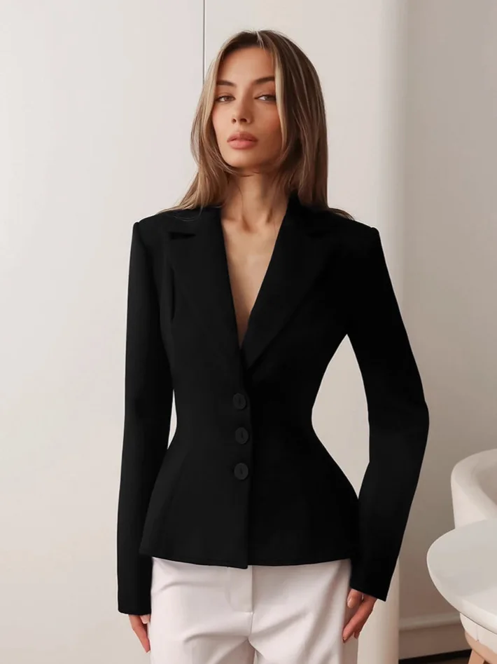 Elegant slim-fit pleated blouse for commuting, women's  suit