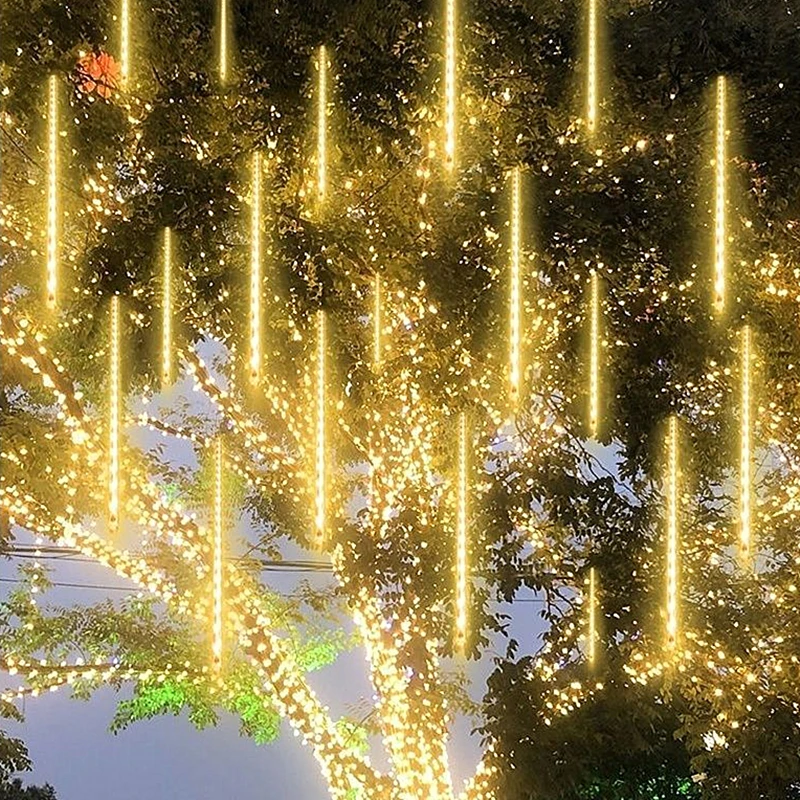 

30/50CM LED Meteor Shower Rain Lights 8 Tubes Falling Rain Drop Fairy String Light for Christmas Holiday Party Patio Decor