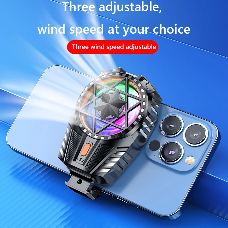 Universal Mobile Phone Cooling Fan RGB Cool Fan Radiator Turbo Hurricane Game Cooler Portable Mini Fan for Samsung/IPhone/Huawei