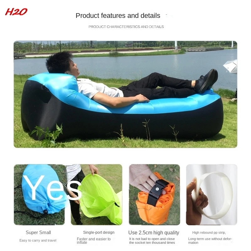 New Outdoor Inflatable Sofa Outdoor Music Festival Portable Cushion Camping Lazy Lunch Bed Beach Air Beds Inflatable Air Sofa