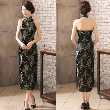 Kobieta seksowna Backless Cheongsam klasyczna elegancka suknia wieczorowa nowy chiński Qipao Plus rozmiar smok i feniks Vestidos 3XL