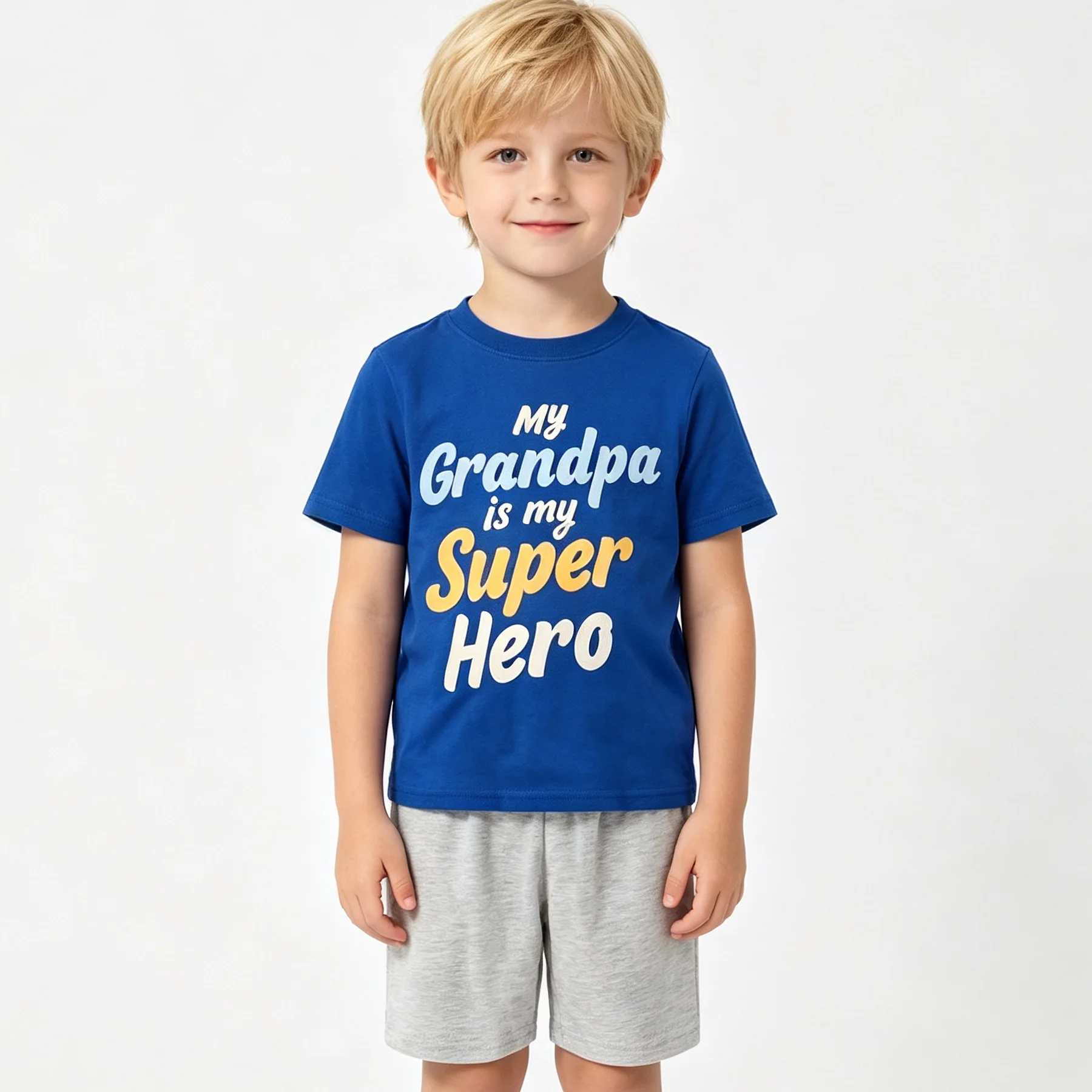 Blue Short Sleeve Baby Boy Pajama Set Infant Two-Piece Pyjamas Cool Cotton Sleepwear Short T-Shirt Pant Nightshirt