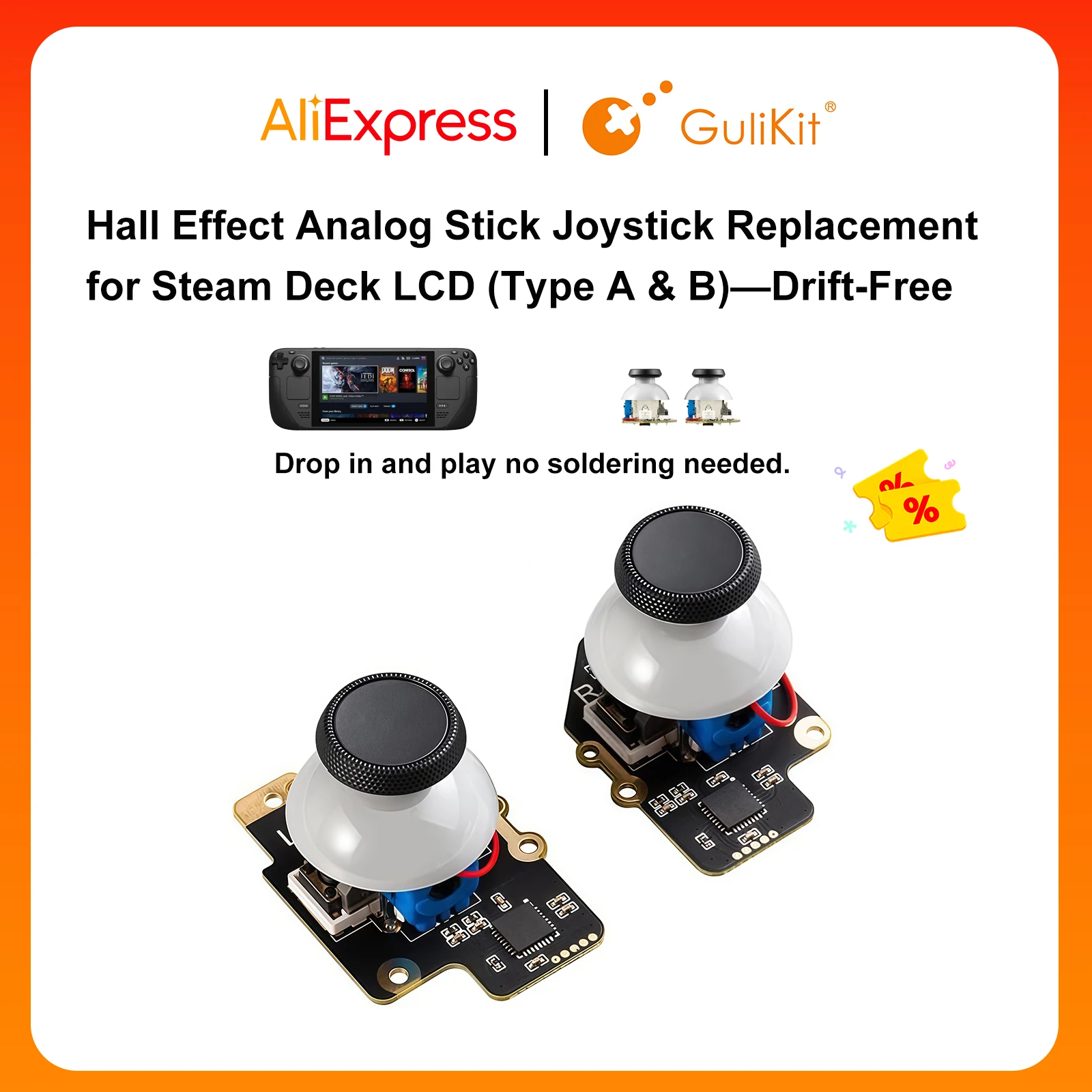 

Gulikit SD02 Pgraded Version Electromagnetic Joystick for Steam Deck Module Patented No Drifting Joystick for Repair Replacement
