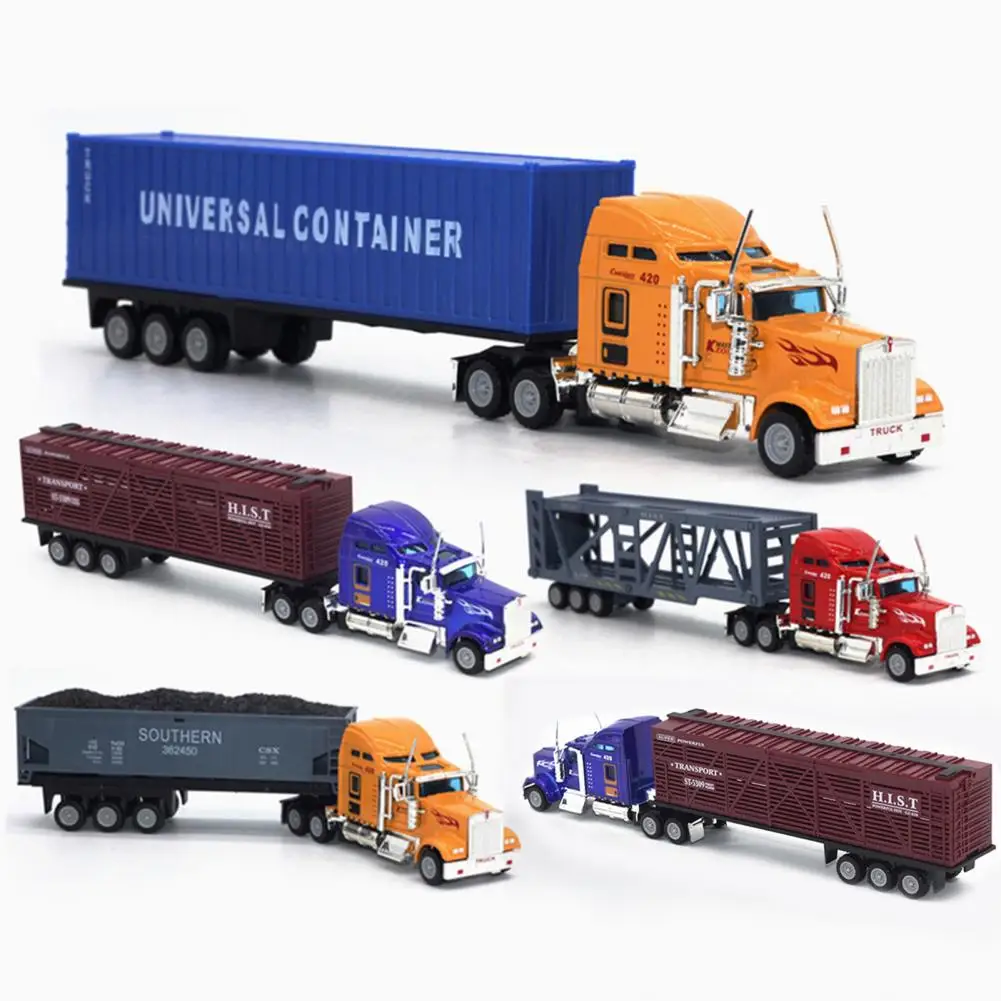 

1:65 Vehicle Model Alloy Truck Model Toy Diecast Simulation Alloy Car Carrier American Super Long Transport Truck Birthday Gift