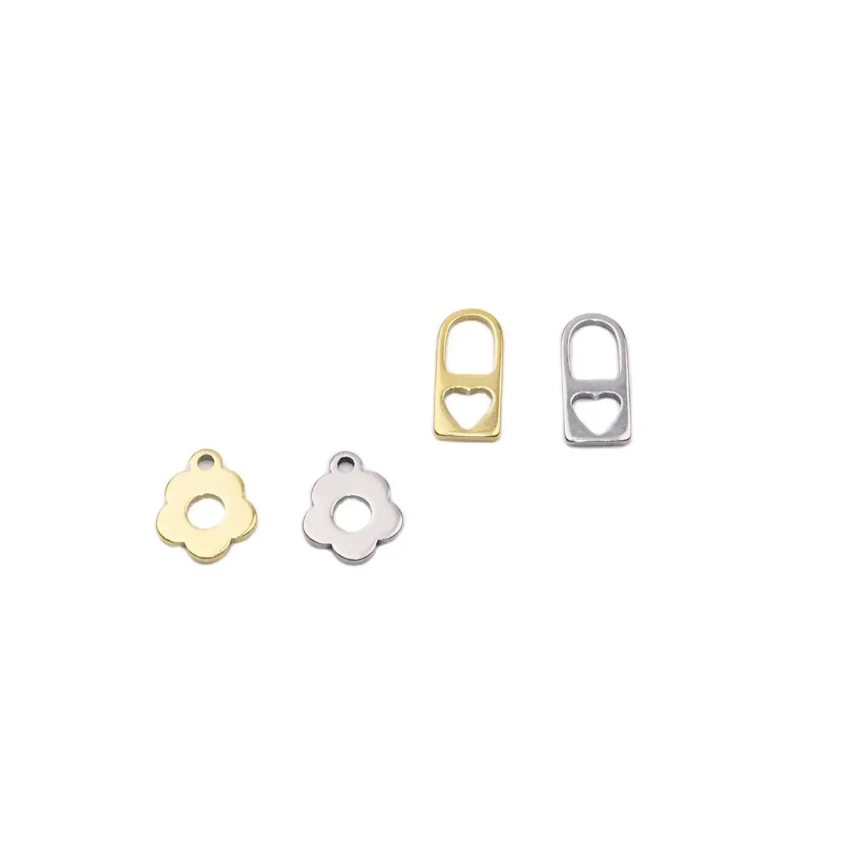 10pcs 12mm Stainless Steel Mini Key Flower Jewelry Charms Pendant DIY Handcraft Waterproof Antiallergic
