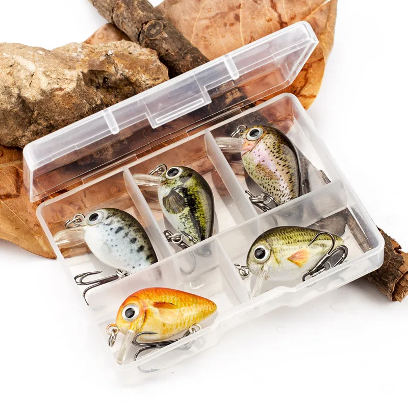 5pcs Mini Fishing Lures Set Lifelike Crank Baits Artificial Baits Swimbait with Tackle Box image 3