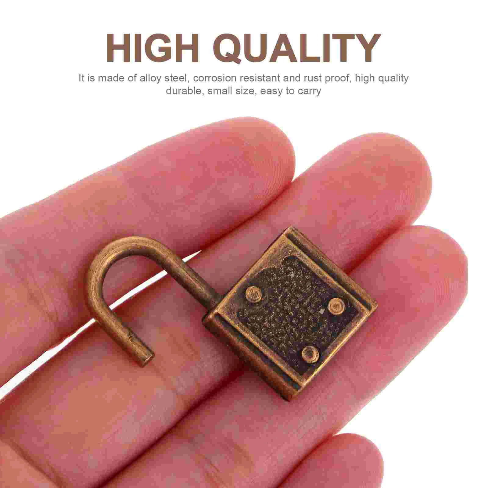 

10 Pcs Vintage Copper Padlock Rustproof Security Lock for Suitcase Furniture Diary Cabinet Key L659 Brass