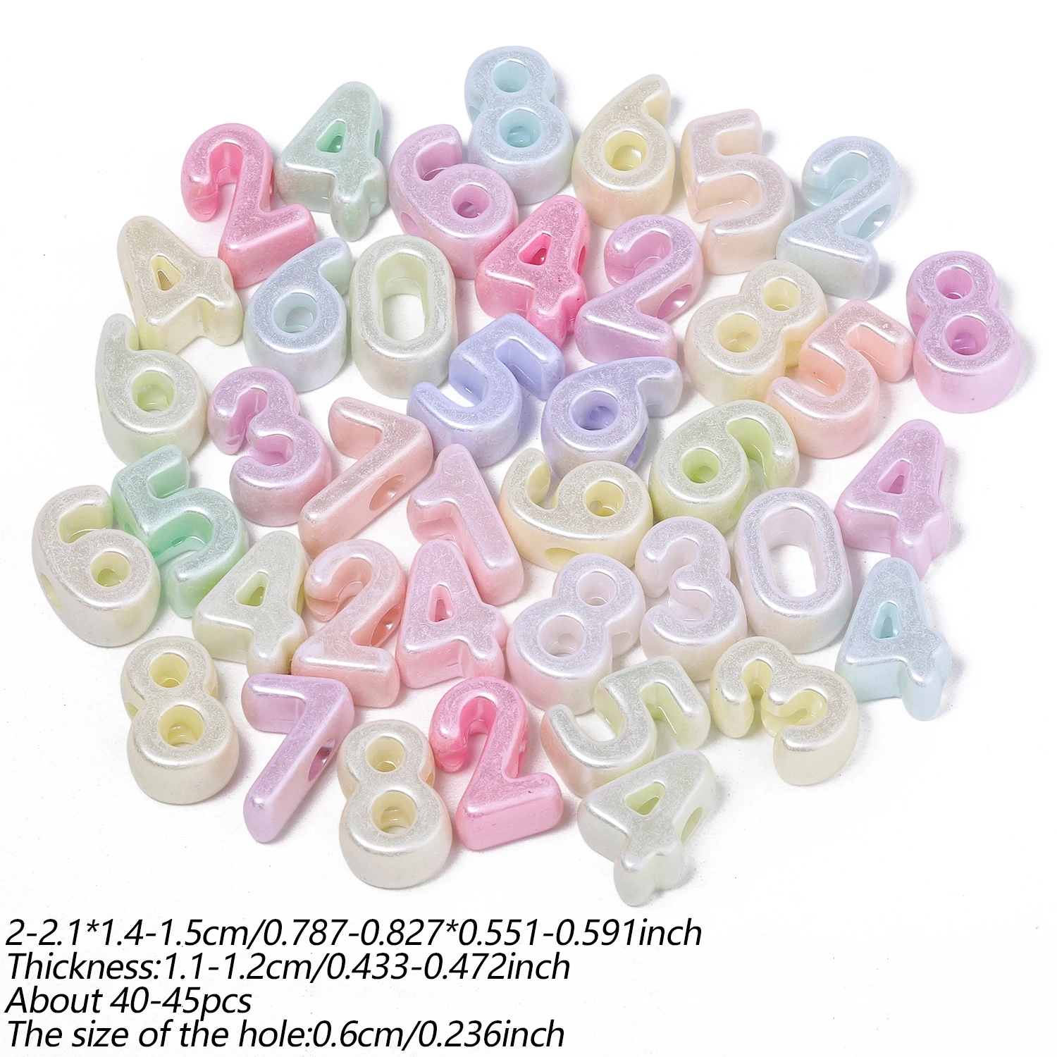 21x14mm Zufällige bunte Zahlen Acryl-Abstandshalter lose Perlen für Schmuckherstellung Armbänder Handyketten DIY-Zubehör – Detail 4