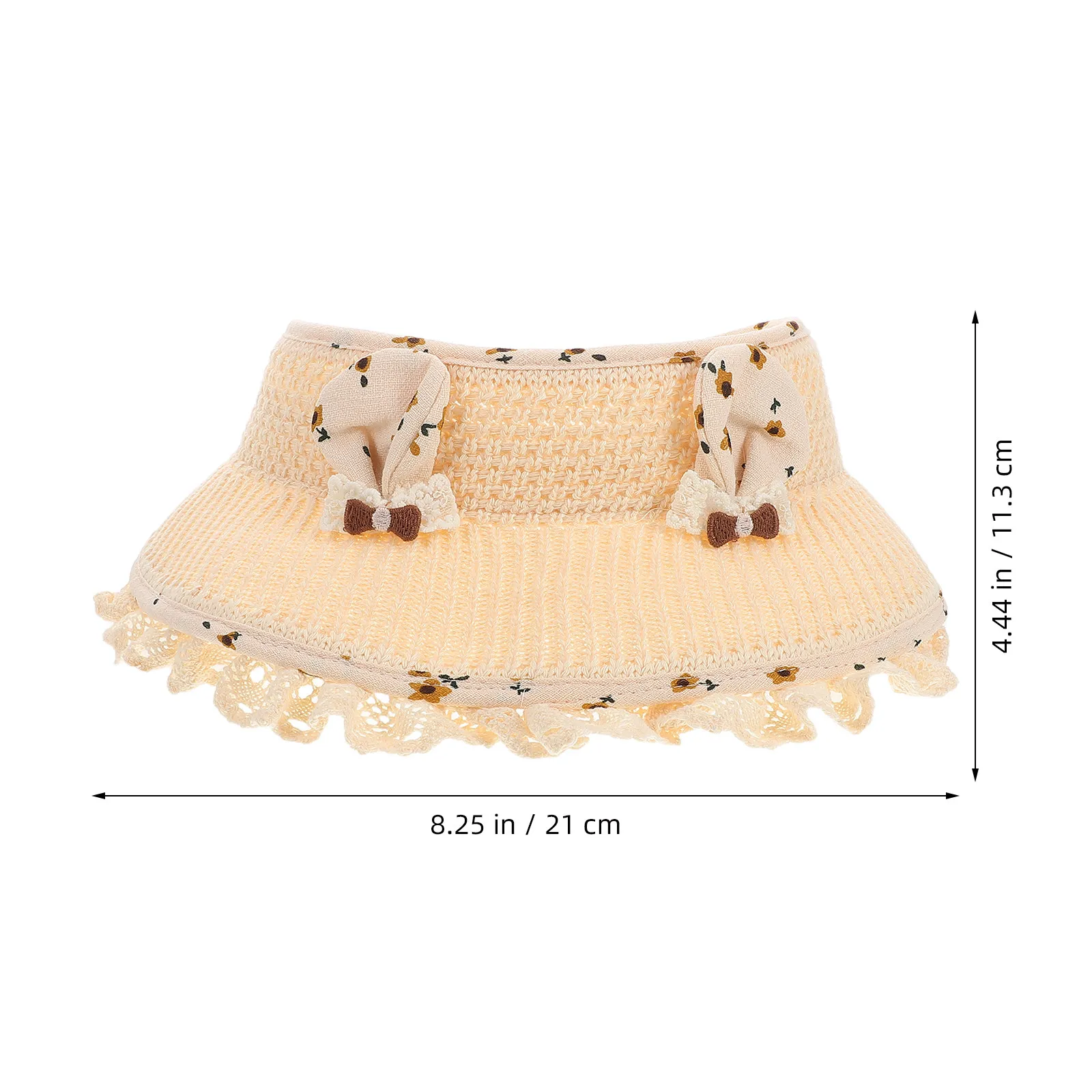 Baby Girl Summer Sun Hat Wide Brim Bunny Ear Design Breathable Open Top Ventilation Lightweight Soft Fabric Beach Park Outdoor