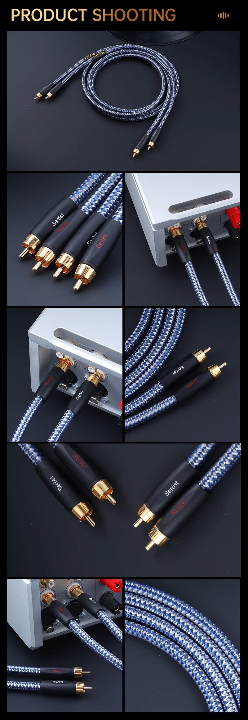 Serost StarPro HIFI OFC Versilbertes RCA-Signalkabel für CD, Heimkino, DSP, DAC, Verstärker, Auto-Audio, Kopfhörer, RCA-Kabel – Detail 11