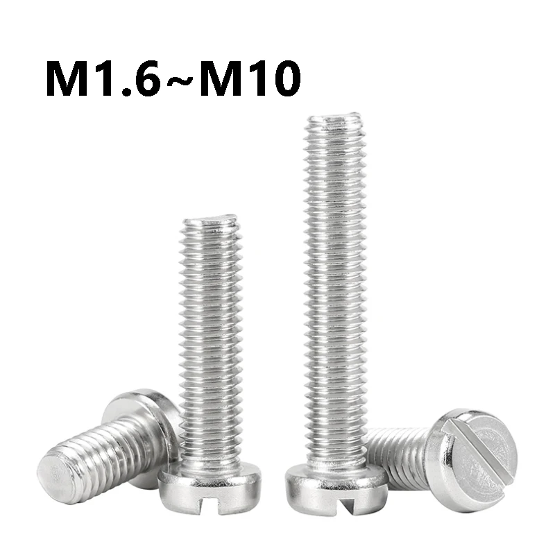 Yiqianyuan M1.6 M2 M2.5 M3 M4 M5 M6 M8 M10 Slotted Cap Screws SUS304 Stainless Steel Slotted Cap Slot Column Round Cheese Bolts