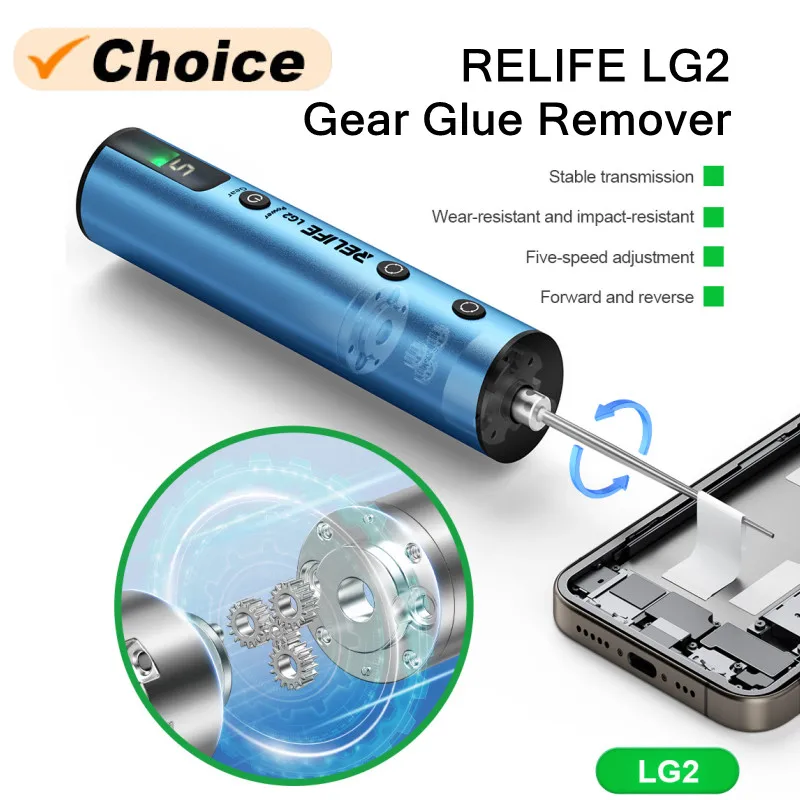 RELIFE LG2 Gear Glue Remover For Mobile Phone LCD Screen Type-C Forward and Reverse Curved/OCA Adhesive Cleaning Tool