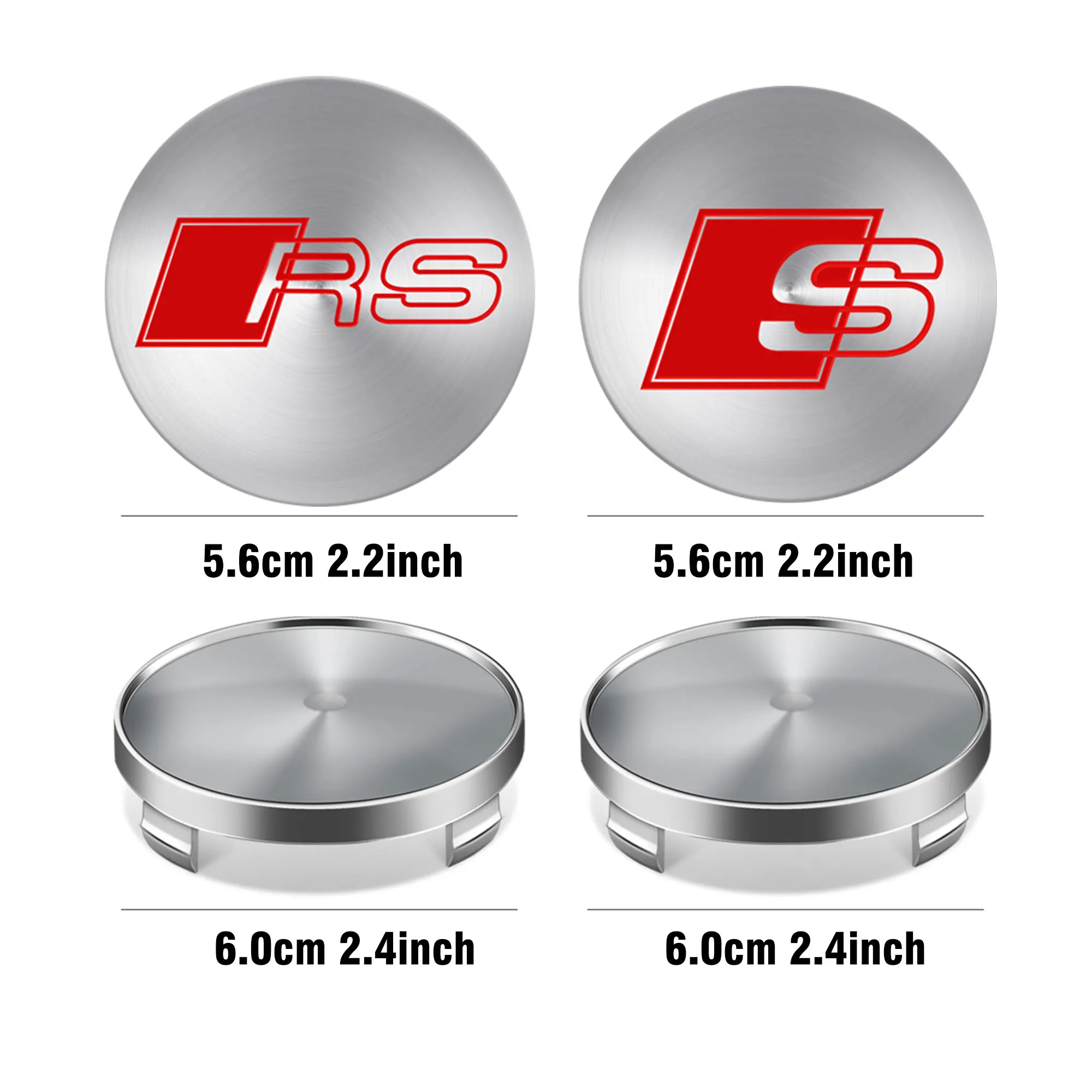 4PCS Car Wheel Hub Caps Emblem Badge Stickers Wheel Center Cover For Audi Sline A1 A2 A3 A4 A5 A6 A7 A8 8P B6 B7 B8 Q3 Q5 Q7 RS