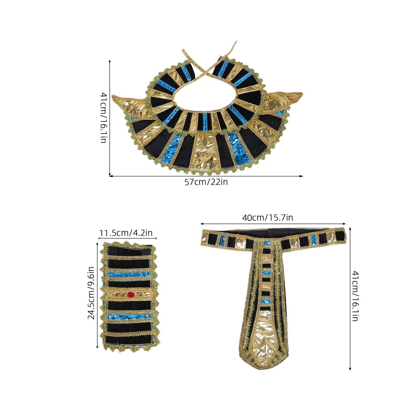 1 Zestaw Egipskich Akcesoriów do Kostiumu Pas Opaski na Nadgarstki dla Mężczyzn Strój Starożytnego Egiptu Trwała Miękka Podszewka Lekki