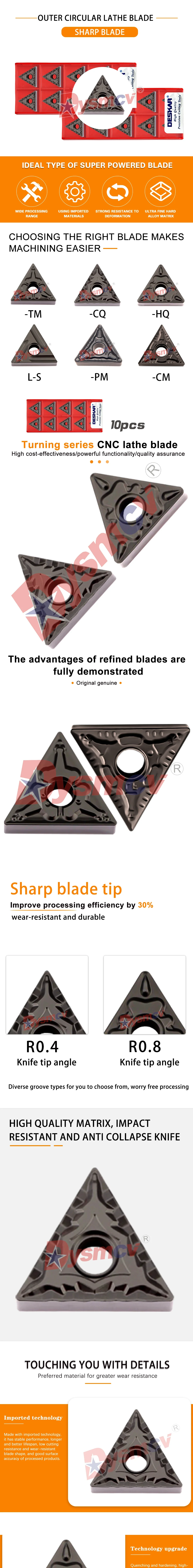 DESKAR 100% Original Numerische Drehmaschine Dreieckige Schlitzfräsklinge TNMG160404/08-TM/CQ/L-S/R-S LF9118 zur Bearbeitung von Stahlteilen – Detail 1