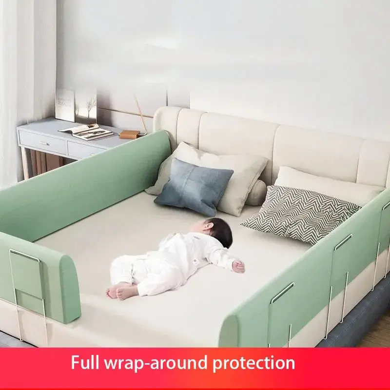 180cm Bedside Guardrail Bed Fence Newborn Fall Protection Fence Baby Bed Side Baby Anti-fall Soft Package Bed Enclosure Blocker