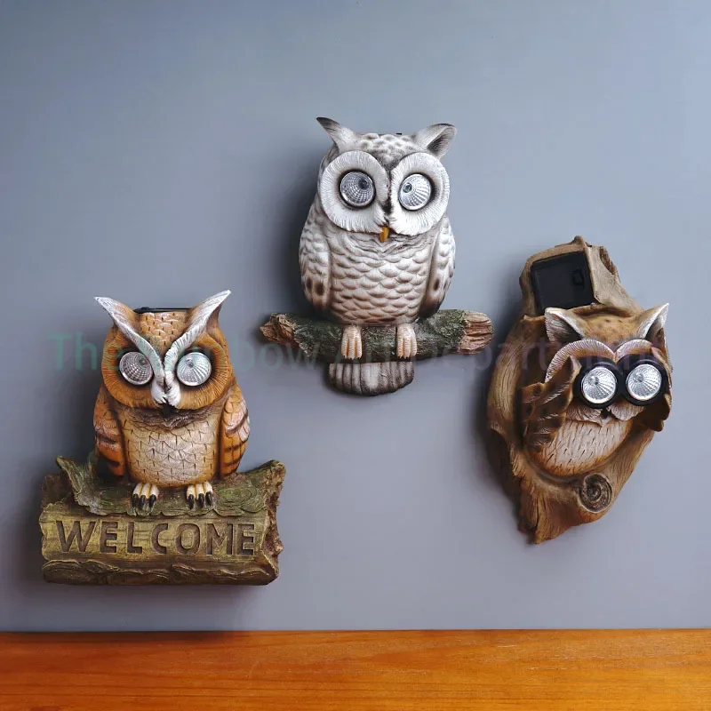 Retro store door pendant, welcome to owl decorative courtyard solar lighting landscaping decorative ornament