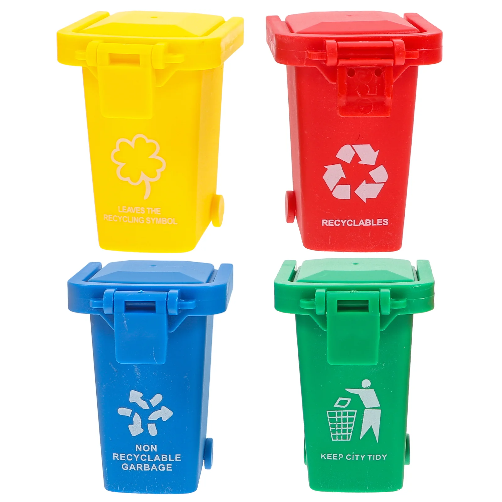 4 Pcs Mini Trash Can Bins Educational Toys Kid Garbage Sorting Outdoor Plastic Sorter Office Early Kids Cognition Plaything