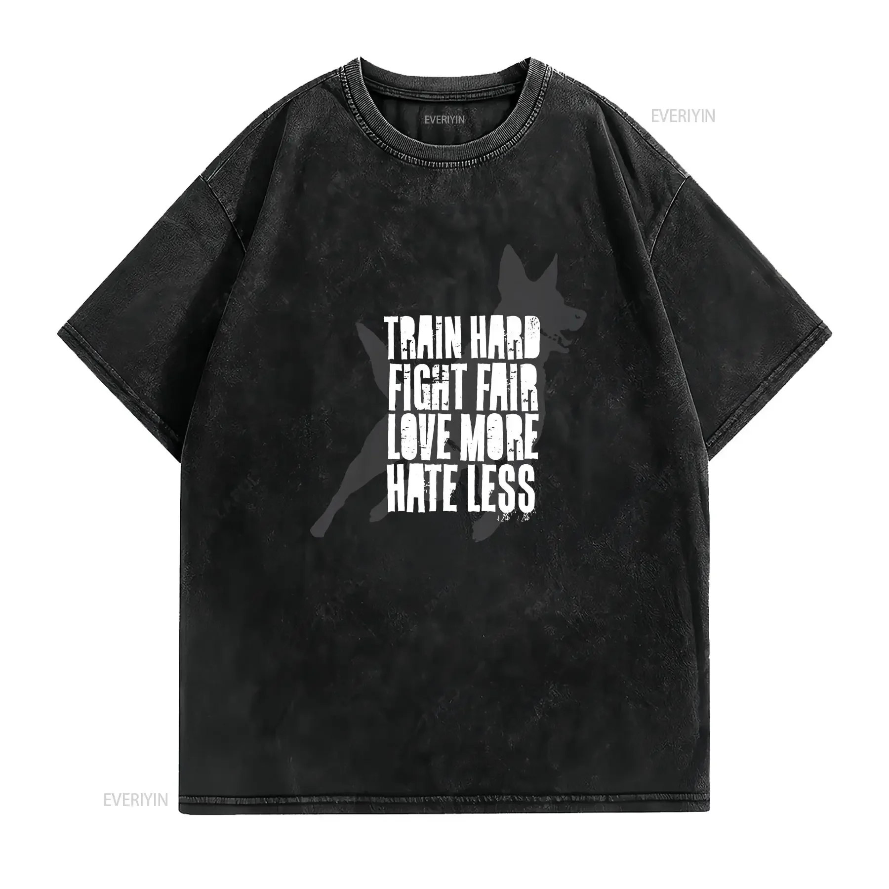 Motivational Dog Sport T Shirt Train Hard Fight Fair Love More Hate Less German Shepherd GSD PSA schutzhund mondio IGP vintage