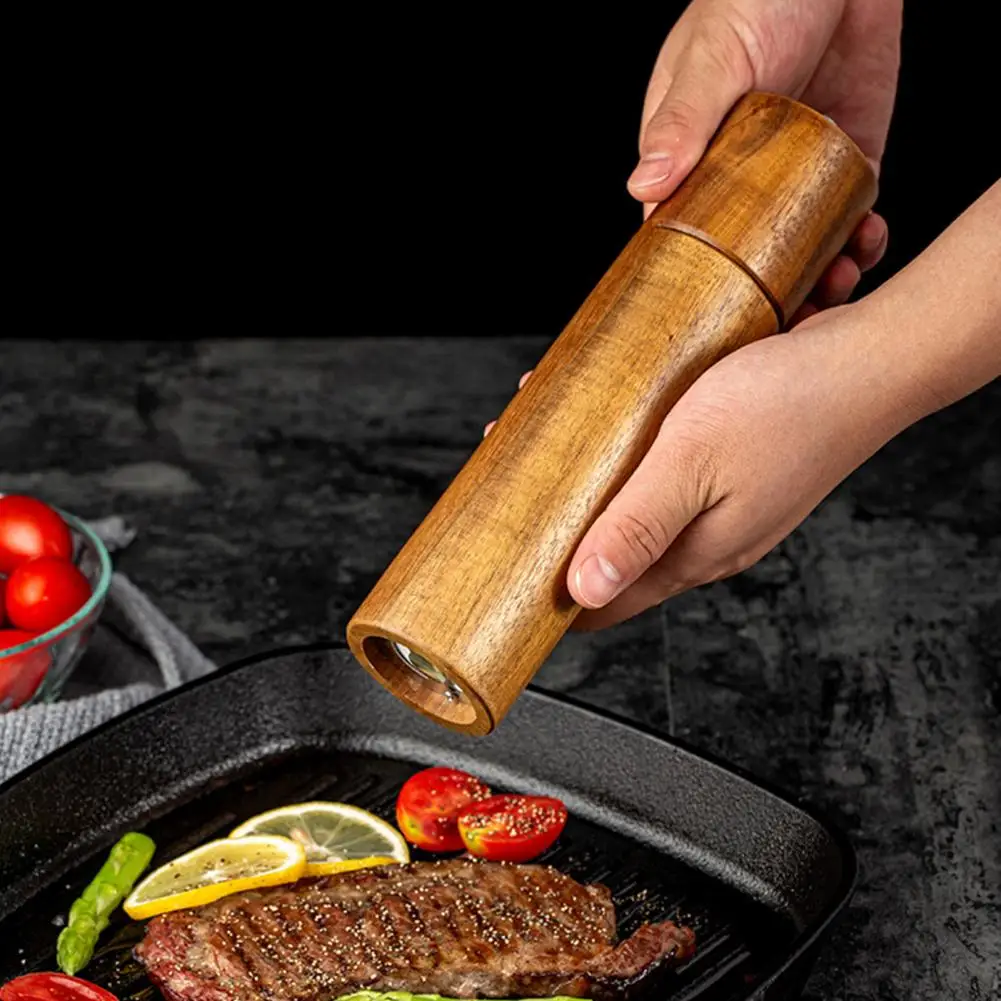 2Pcs Pepper Grinder Manual Salt Pepper Mill Set with Adjustable Coarseness Refillable Ceramic Core Wooden Body Cumin Grinder Mil
